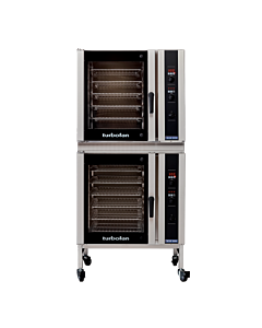 Turbofan E35D6-26/2C 35" Two Full Size Digital/Electric Convection Ovens Double Stacked on a Stainless Steel Base Stand with Castors