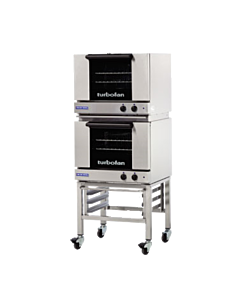Turbofan E22M3/2C 24" Half Size Sheet Pan Manual/Electric Convection Ovens Double Stacked With Caster Base Stand
