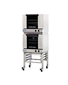 Turbofan E23M3/2C 24" Half Size Sheet Pan Manual/Electric Convection Ovens Double Stacked With Caster Base Stand