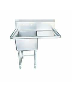 EFI SI818-1R 18-Gauge Stainless Steel One Compartment Sink with 24" Right Drainboard, 18" x 18" x 11" Bowl - USA