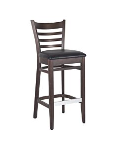 Unichairs Jax Bar Stool Fixed Chair Brown Chair Frame with Black Seat 43.5"H - CA
