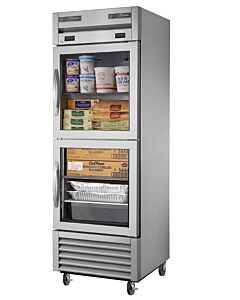 True T-23DT-G-HC~FGD01 One Section Reach In Combination Refrigerator / Freezer with Glass Doors - CA
