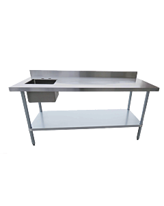EFI 30" Depth All Stainless Steel Worktable with Left/Right Sink & Backsplash
