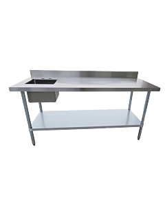 EFI TTUBL2460-B 60" x 24" Stainless Steel Worktable with Left Sink & Backsplash - USA