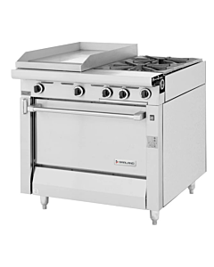 Garland M42-6R Master Series 34" Natural Gas Range with 17" wide Hot Top, 2 Open Burners and 1 Standard Oven Base - 140,000 BTU