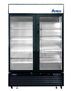 Atosa MCF8733GR 40" Bottom Mount 2 Glass Door Reach-In Refrigerator - 28.5 cu. Ft., Black