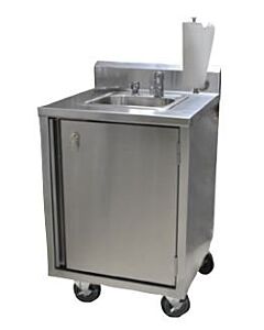 BK Resources MHS-2424-H-MF Portable Hand Sink with Soap Dispenser and Metering Hot Water Faucet