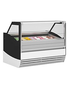 Frost Tech MG12-GF 45.5" Square Glass Front Gelato Display Case, Front and Side Glasses with Heaters - 12 Pans, 220V - CA