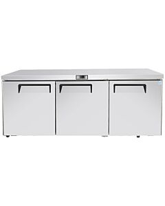 Atosa MGF8404GR 72" 3 Solid Doors Undercounter Refrigerator with 21.1 cu.ft. Capacity - 115V - CA