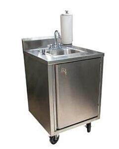 BK Resources MHS-2424-CH-BKD Portable Hand Sink with Soap Dispenser and Standard Hot/Cold Water Faucet