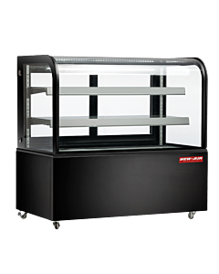 New Air NDC-48-CG 48" Curved Glass Floor Refrigerated Display Case with 370L Capacity - 120V, 420W