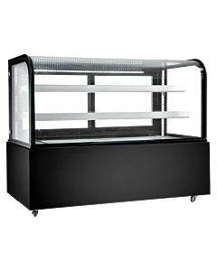 New Air NDC-60-CG 60" Curved Glass Floor Refrigerated Display Case with 470L Capacity - 120V, 440W