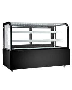 New Air NDC-72-CG 72" Curved Glass Floor Refrigerated Display Case with 570L Capacity - 120V, 440W