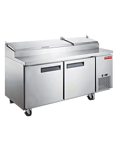 New Air NPT-070-PI 70" Refrigerated Solid 2-Door Pizza Prep Table with 498L Capacity - 115V, 310W