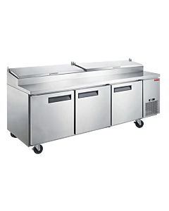 New Air NPT-092-PI 92" Refrigerated Solid 3-Door Pizza Prep Table with 684L Capacity - 115V, 660W