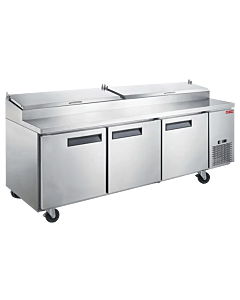 New Air NPT-092-PI 92" Refrigerated Solid 3-Door Pizza Prep Table with 684L Capacity - 115V, 660W - CA
