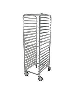 Omcan 20 Pan End Load Bun / Sheet Pan Rack Aluminum with 3" Spacing and Casters - CA