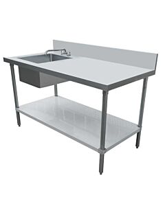 Omcan 30" x 48" All Stainless Steel Table with Left Sink and 6" Backsplash - CA