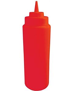 Omcan 24 oz Wide Mouth Squeeze Bottle - Red, 6/Pack - CA