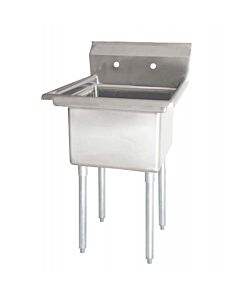 Zanduco 23" 18-Gauge One Compartment Stainless Steel Sink with 1.8" Corner Drain and No Drain Board - 18" X 21" X 14" Bowl - CA