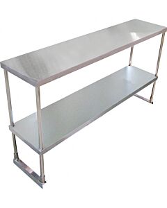 Omcan 14" Depth Stainless Steel Double Tier Overshelf with Stainless Steel leg and Socket