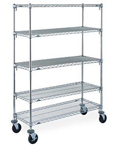 Metro 24" Depth Super Adjustable Chrome 5 Tier Mobile Shelving - 5A536BC, 5A556BC