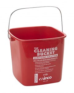 Winco Cleaning Bucket, 6 Qt, Red Sanitizing Solution PPL-6R