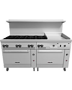 Vulcan 72SC-8B24GTN Endurance Series 72" Range with 1 Standard and 1 Convection oven, 8 Burners and 24" Thermostatic Griddle - Natural Gas - USA