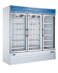 Zanduco 80" 3-Door Swing Glass Door White Reach-In Merchandiser Freezer with 1650L Capacity - 110-120V - CA