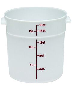 Cambro RFS18148 18 qt White Round Polyethylene Food Storage Container - Camwear - CA