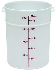 Cambro RFS22148 22 qt White Round Polyethylene Food Storage Container - Camwear - CA