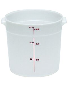 Cambro RFS6148 6 qt White Round Polyethylene Food Storage Container - Camwear - CA