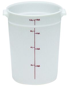 Cambro RFS8148 8 qt White Round Polyethylene Food Storage Container - Camwear - CA