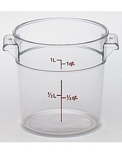 Cambro 1 qt Food Storage Container - Round - Camwear - Polycarbonate - Clear - RFSCW1135 - CA