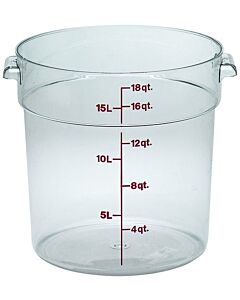 Cambro 18 qt Food Storage Container - Round - Camwear - Polycarbonate - Clear - RFSCW18135 - CA