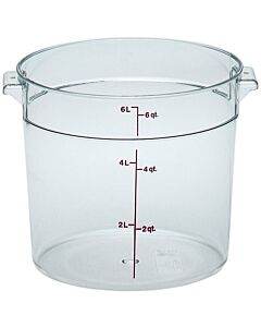 Cambro 6 qt Food Storage Container - Round - Camwear - Polycarbonate - Clear - RFSCW6135 - CA