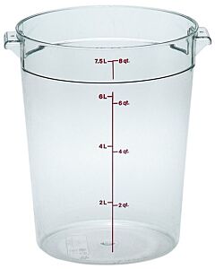 Cambro 8 qt Food Storage Container - Round - Camwear - Polycarbonate - Clear - RFSCW8135 - CA