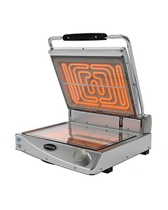 Eurodib SAP015T Medium Professional Manual Economy Panini Grill Transparent Smooth 1800W - 120V