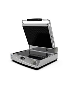 Eurodib SAP015R Medium Professional Manual Economy Panini Grill Black Ribbed 1800W - 120V