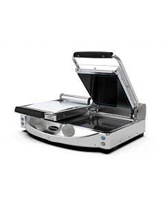 Eurodib SAP020PR Double Professional Manual Panini Grill Black Top Ribbed Bottom Smooth 3300W - 240V