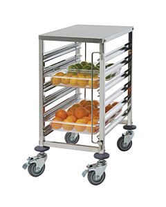 Winco SRK-12 12-Tier Stainless Steel End-Load Steam Table Pan / Bun Tray Racks with Brakes - USA