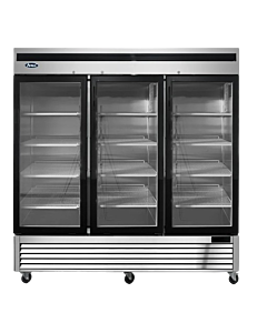 Atosa MCF8704GR 82" 3-Door Stainless Steel Swing Glass Door Merchandising Freezer - 67.9 Cu.Ft - CA