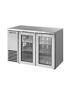 True TBB24-48-2G-Z1-SFT-S-1 48" Back Bar Refrigerator Two Swinging Glass Doors- Stainless Steel