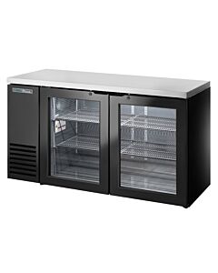 True TBB24-60-2G-Z1-SFT-B-1 60" Back Bar Refrigerator Two Swinging Glass Doors - Black - USA