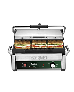 Waring WPG250 Panini Supremo® Large Ribbed Panini Gril, 14.5" x 11", 120V/1800W
