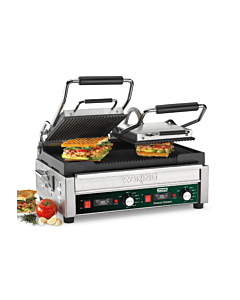 Waring WPG300T Panini Ottimo® Double Ribbed Panini Grill with Timer, 17" x 9.5", 240V/3200W