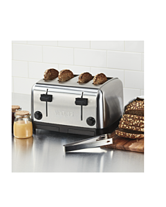 Waring WCT708 Brushed Chrome 4-Slice Commercial Medium-Duty Toaster, 120V/1800W