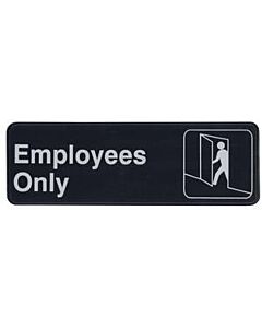 Winco SGN-305 3" x 9" Sign, Black, Employee Only - USA