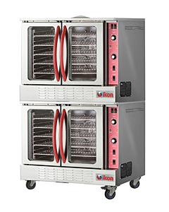 Ikon IECO-2 38" Double Deck Electric Convection Oven with Leg and Caster Kit & Stacking Kit - 208/240V