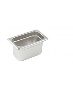 Winco SPJM-904 Anti-Jam Steam Pan 1/9 Size 4" Depth, 24 Gauge Stainless Steel - USA